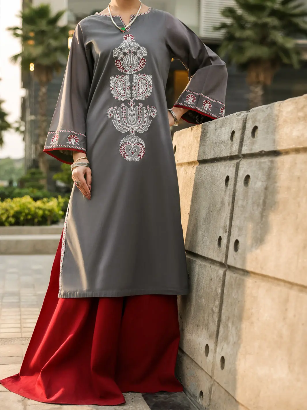 Grey Lawn Kurti - Al-Lk-1158 1