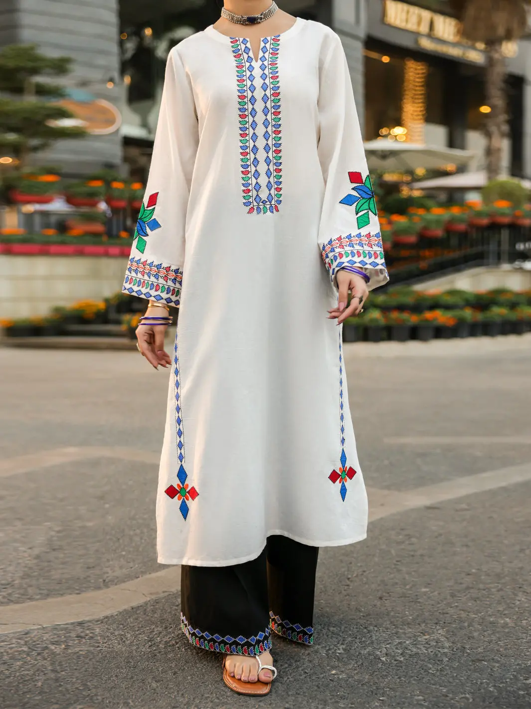 White Lawn Kurti - Al-Lk-1168 1