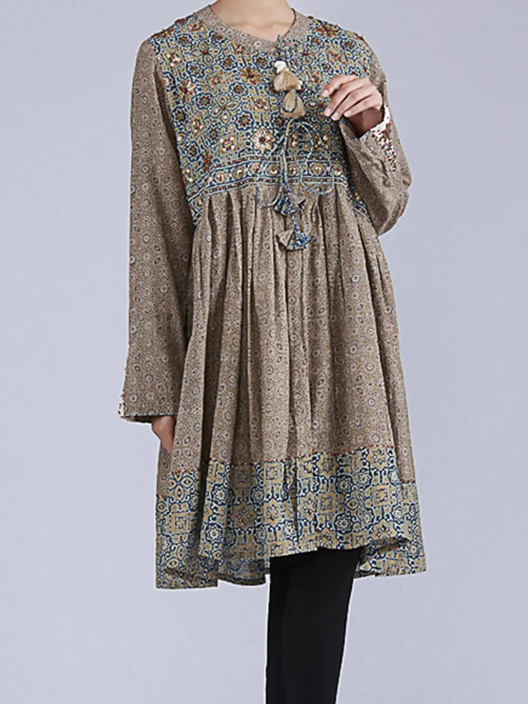 Natural Printed Tunic - Lk-499 1