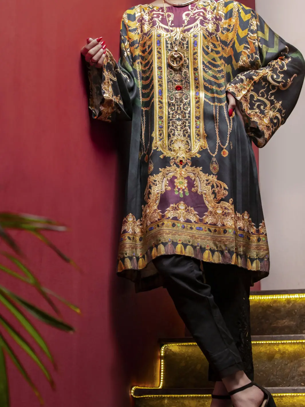 Green Viscose Net Tunic - Lk-685 1