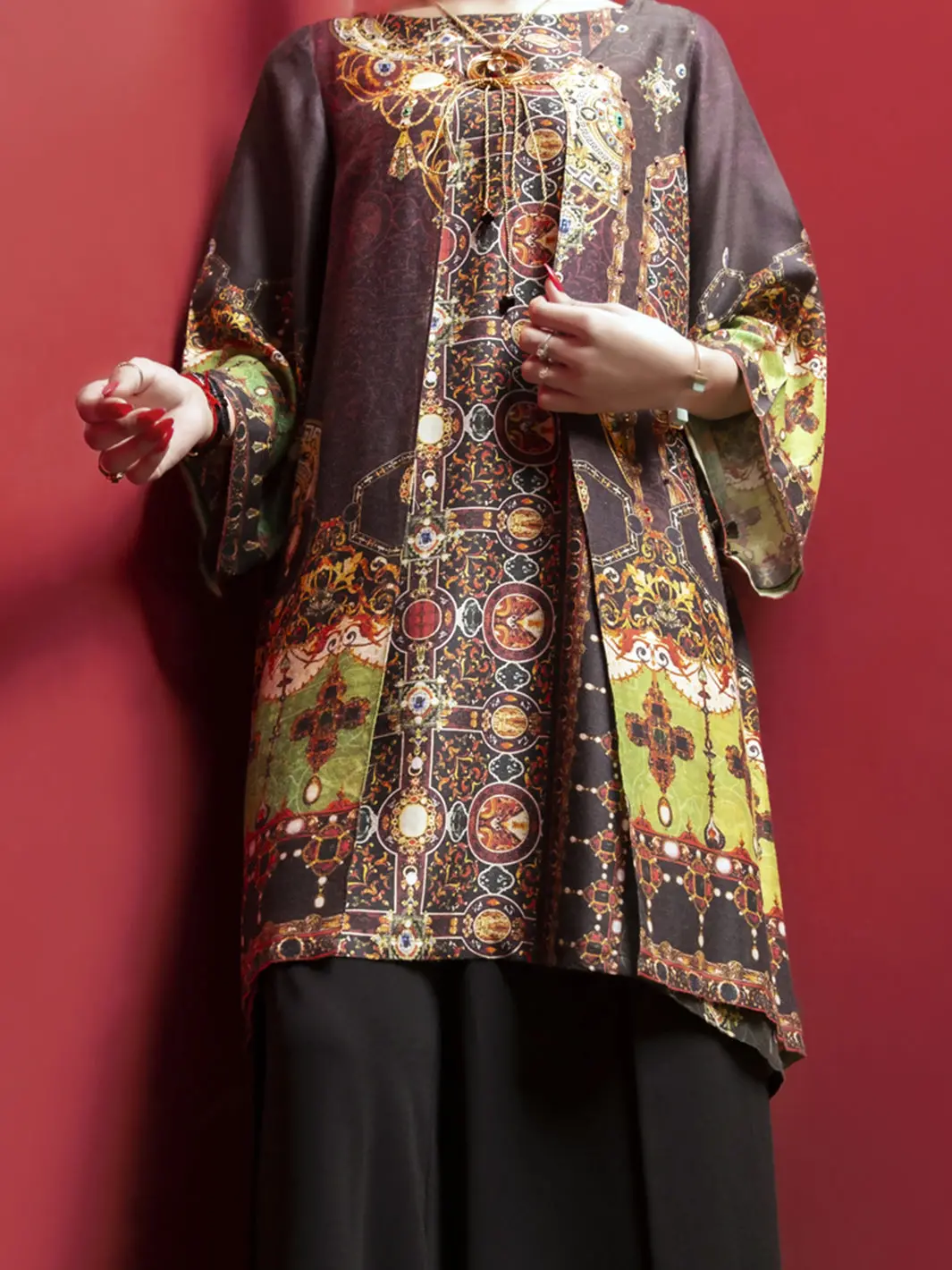 Maroon Viscose Net Tunic - Lk-686 1