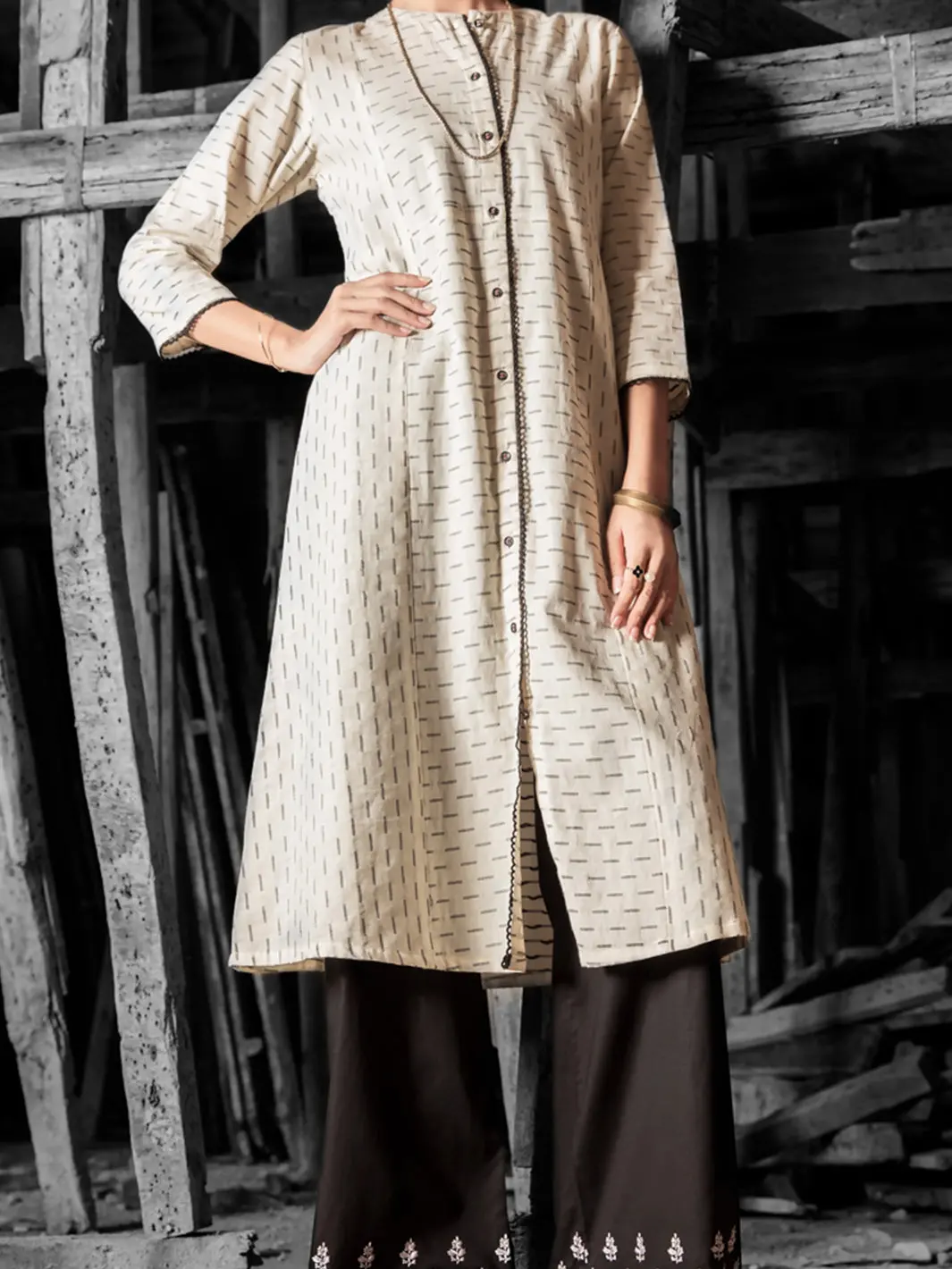 White Jacquard Tunic - Lk-698 1