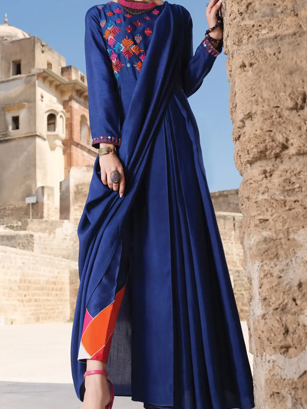 Blue Raw Silk Tunic - Lk-706 1