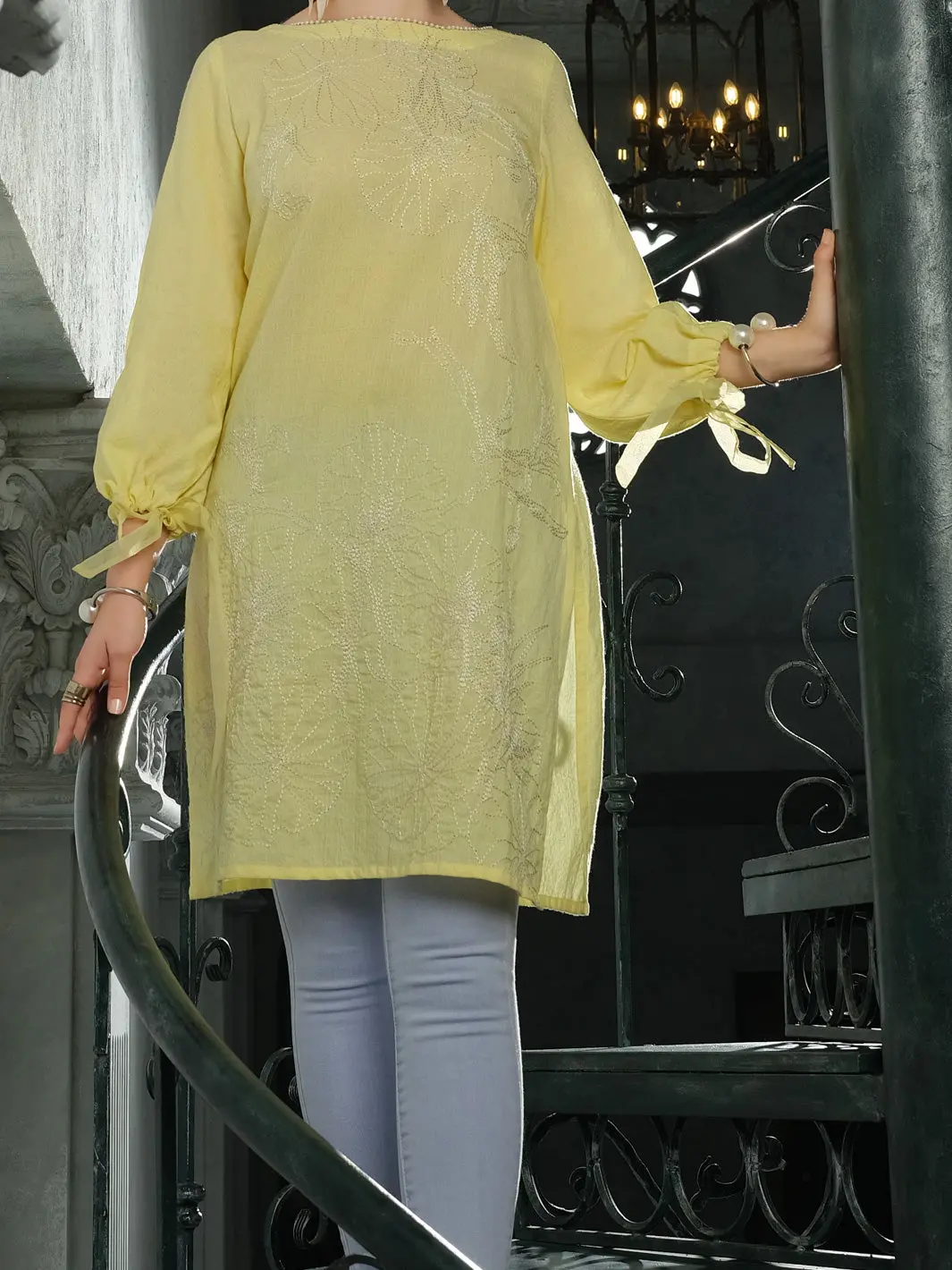 Lime Cotton/Dobby Net Tunic - Al-Lk-724 1