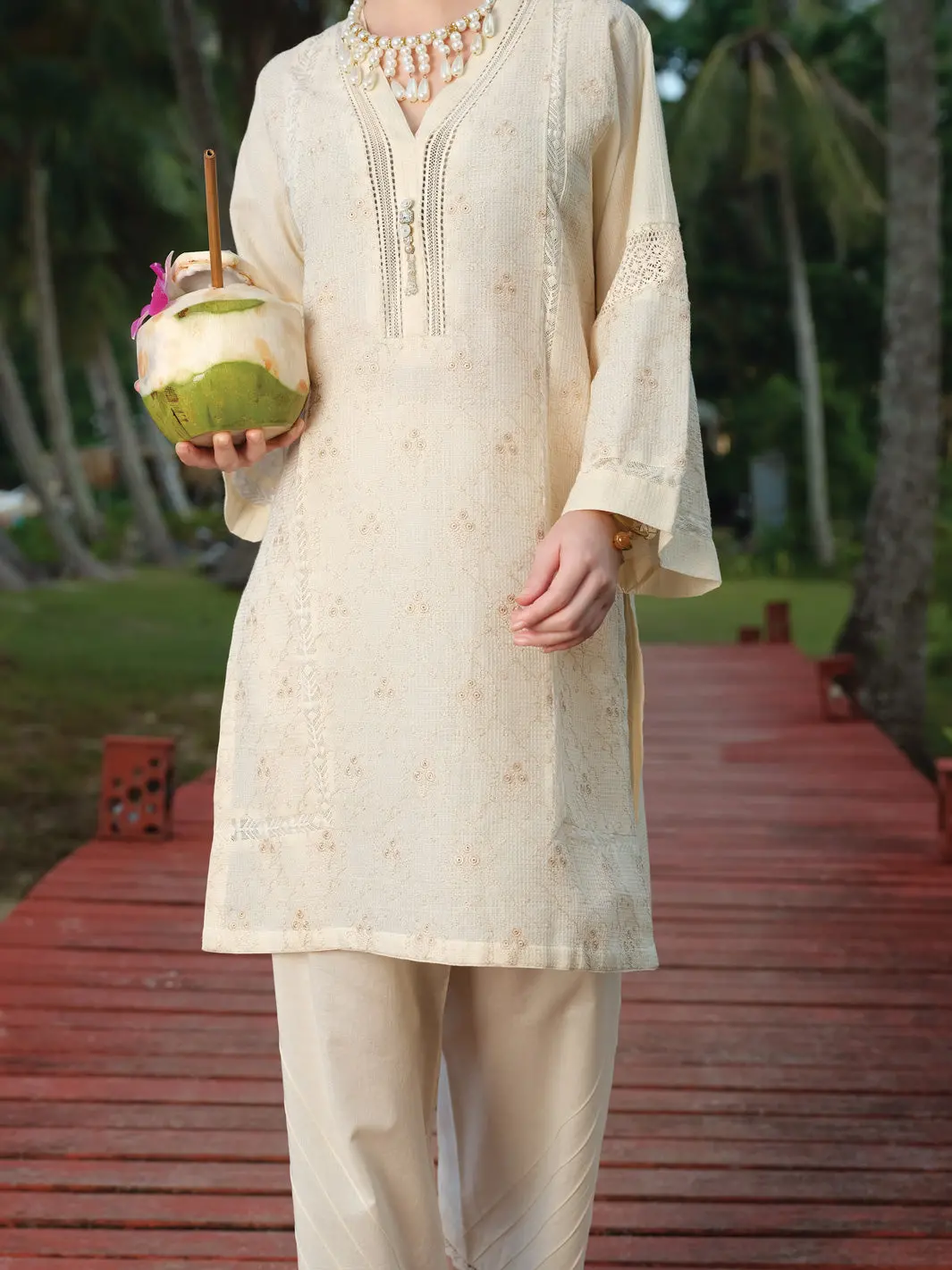 Off White Chicken Kari Tunic - Al-Lk-727 1