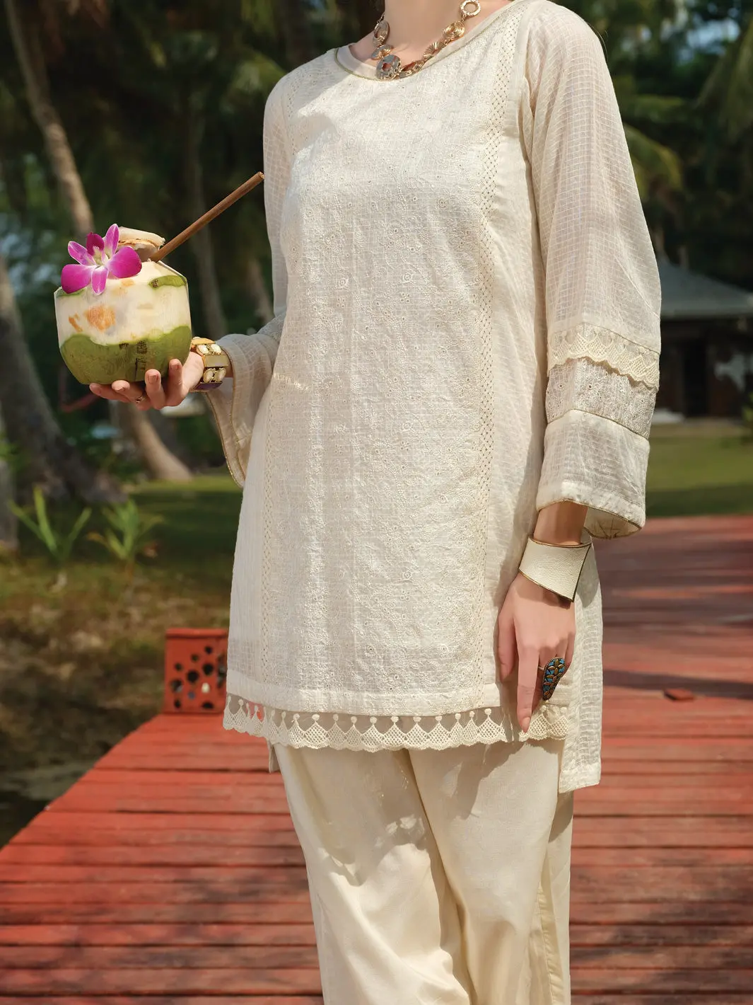 Off White Chicken Kari Tunic - Al-Lk-728 1