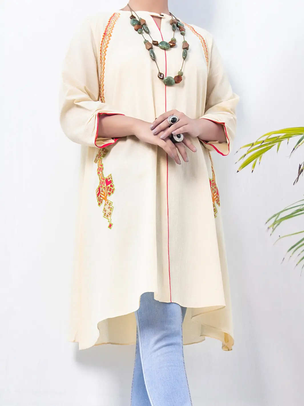 Off White Dobby Tunic - Al-Lk-751 1