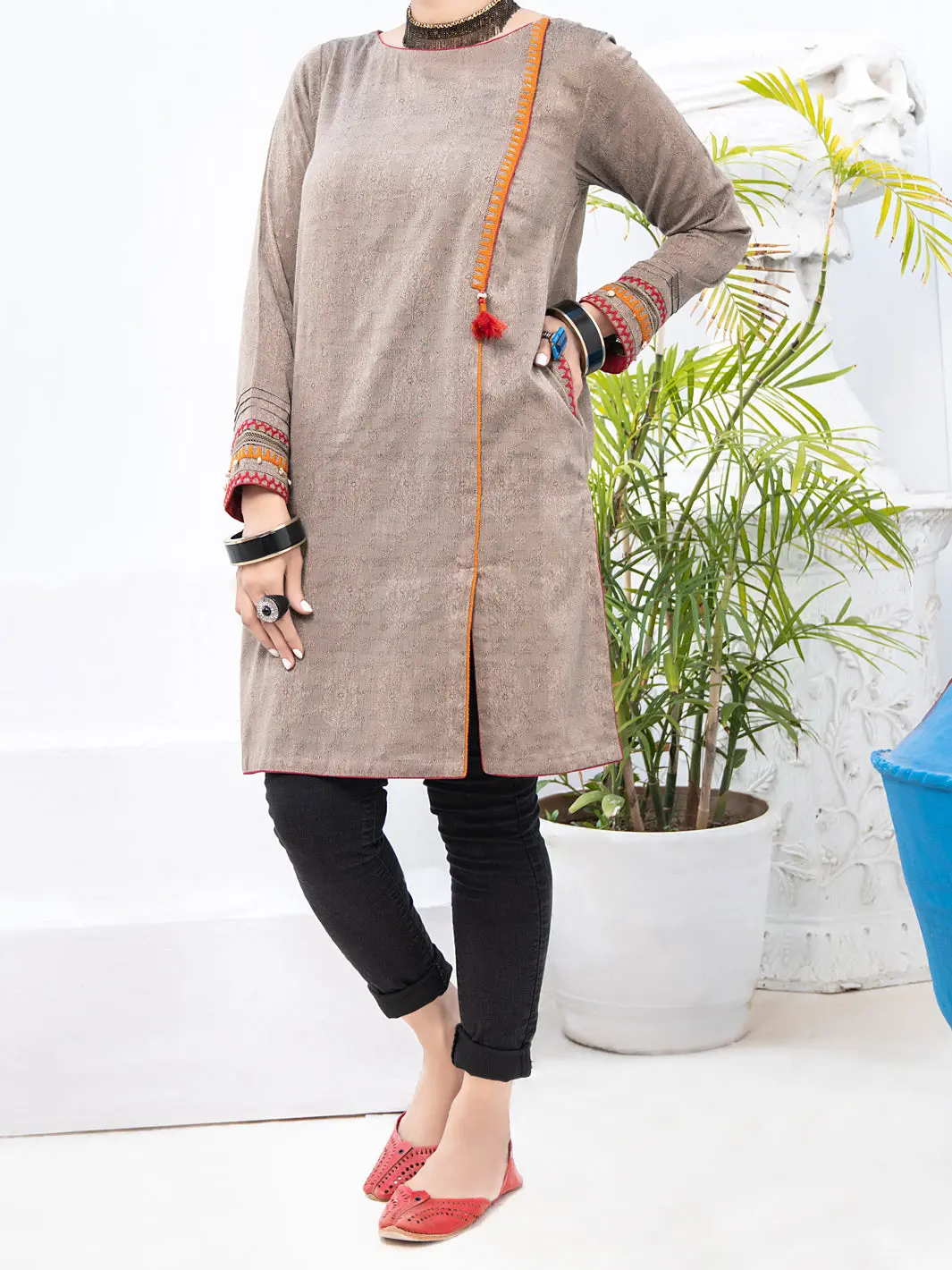 Grey Jacquard Tunic - Al-Lk-764 1