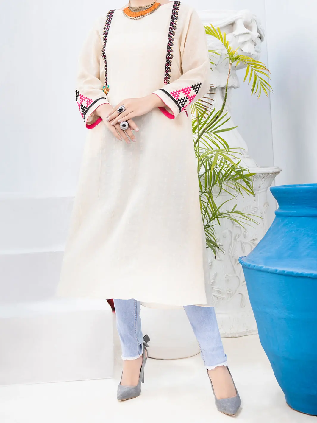 Off White Dobby Tunic - Al-Lk-766 1