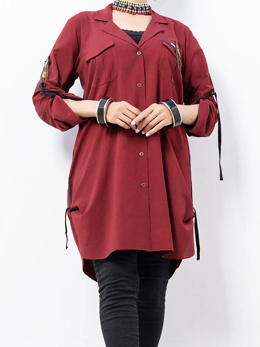 Maroon Karandi Tunic - Al-Lk-768 1
