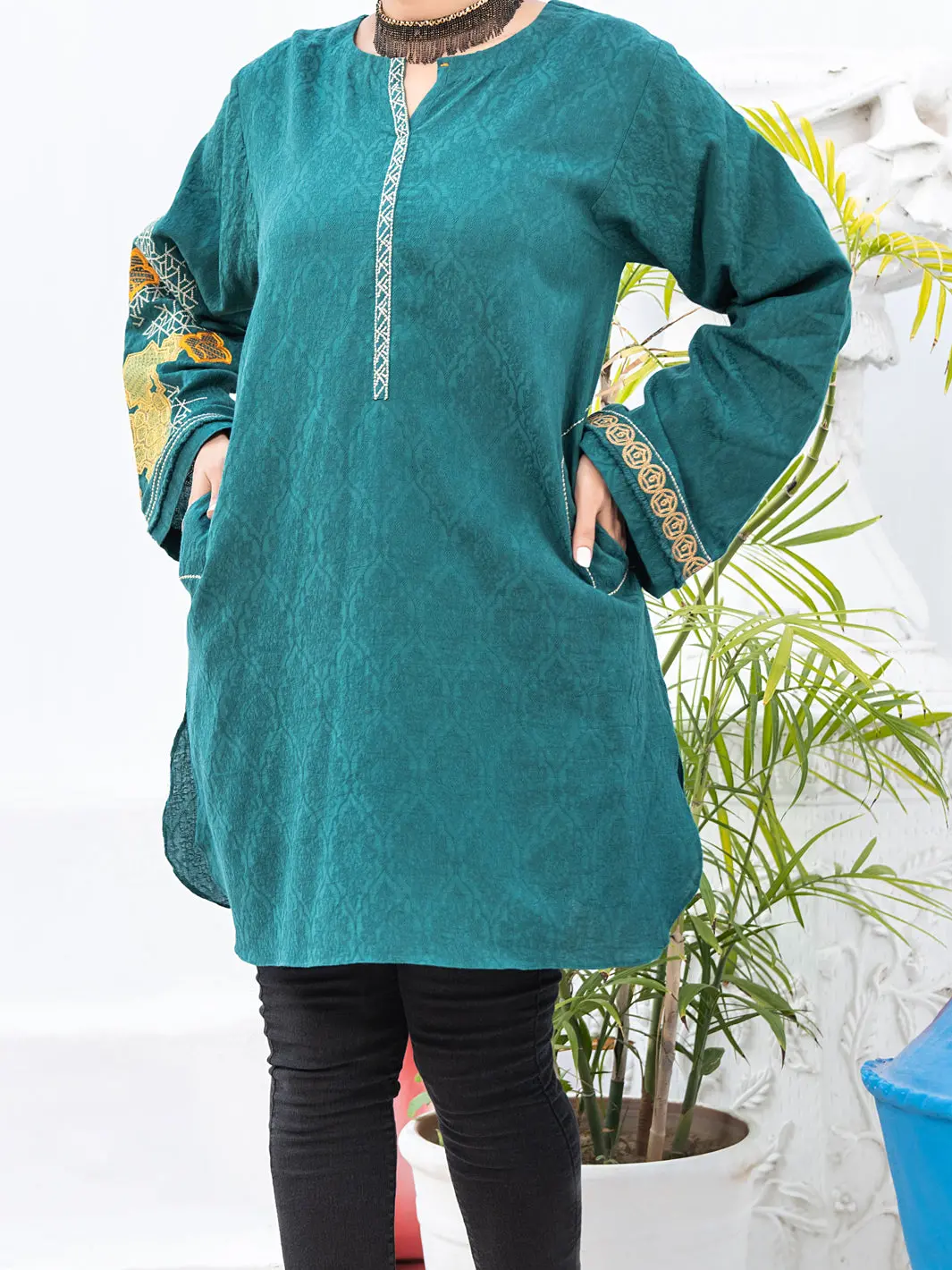 Green Jacquard Tunic - Al-Lk-769 1