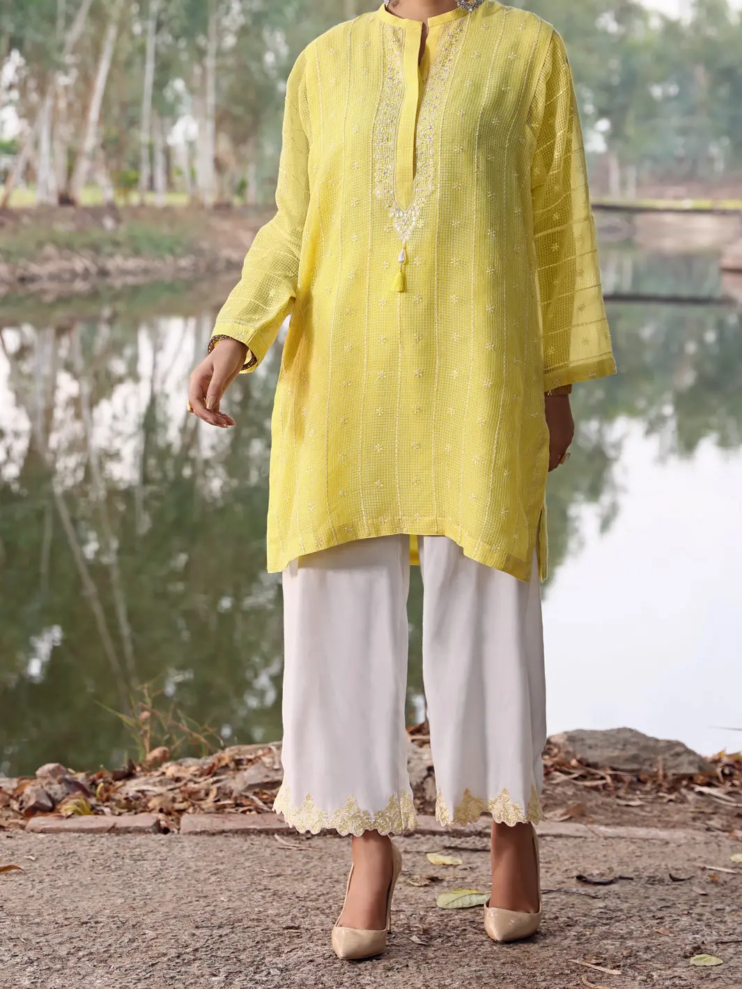 Lime Khaddi Net Tunic - Al-Lk-782 1