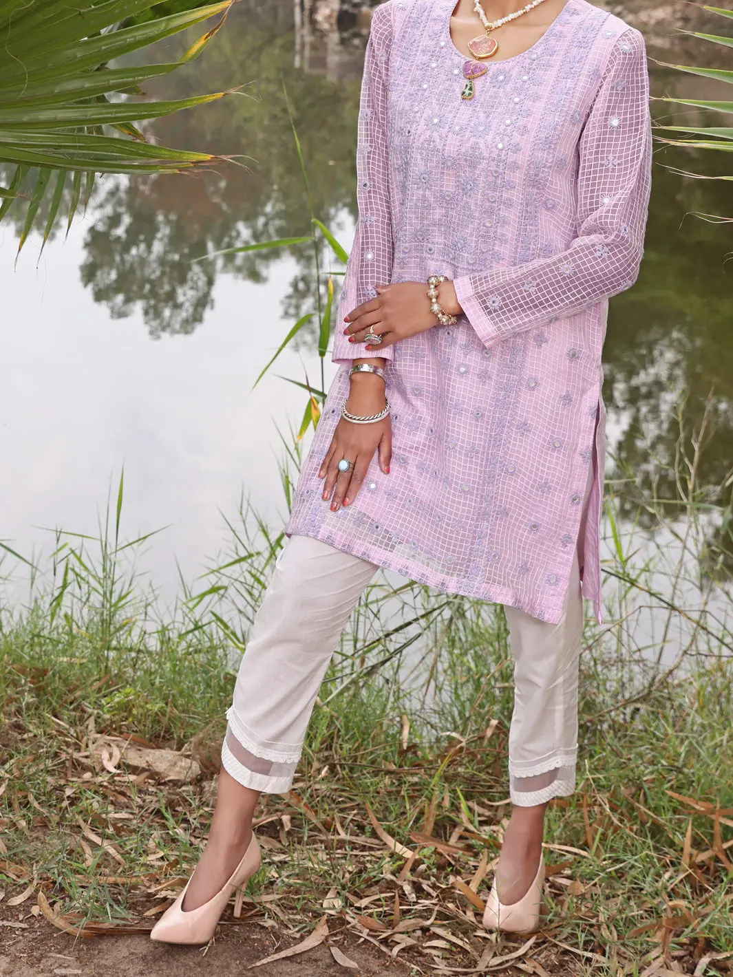 Purple Khaddi Net Tunic - Al-Lk-783 1