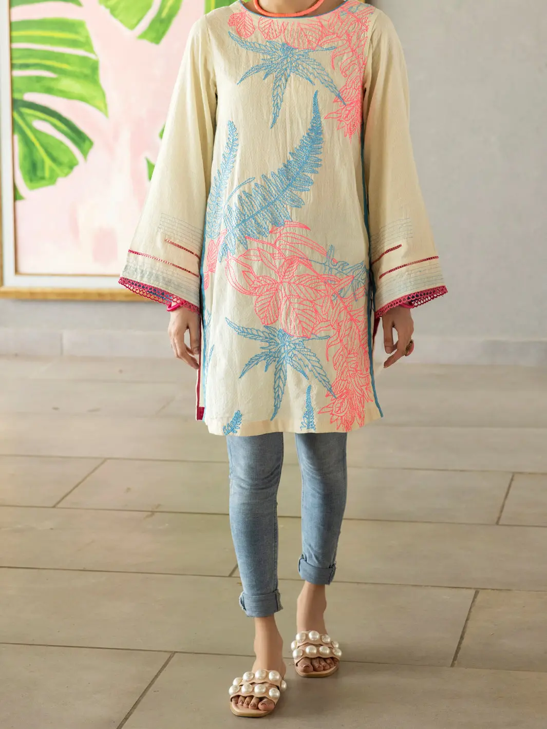 Off White Jacquard Tunic - Al-Lk-785 1