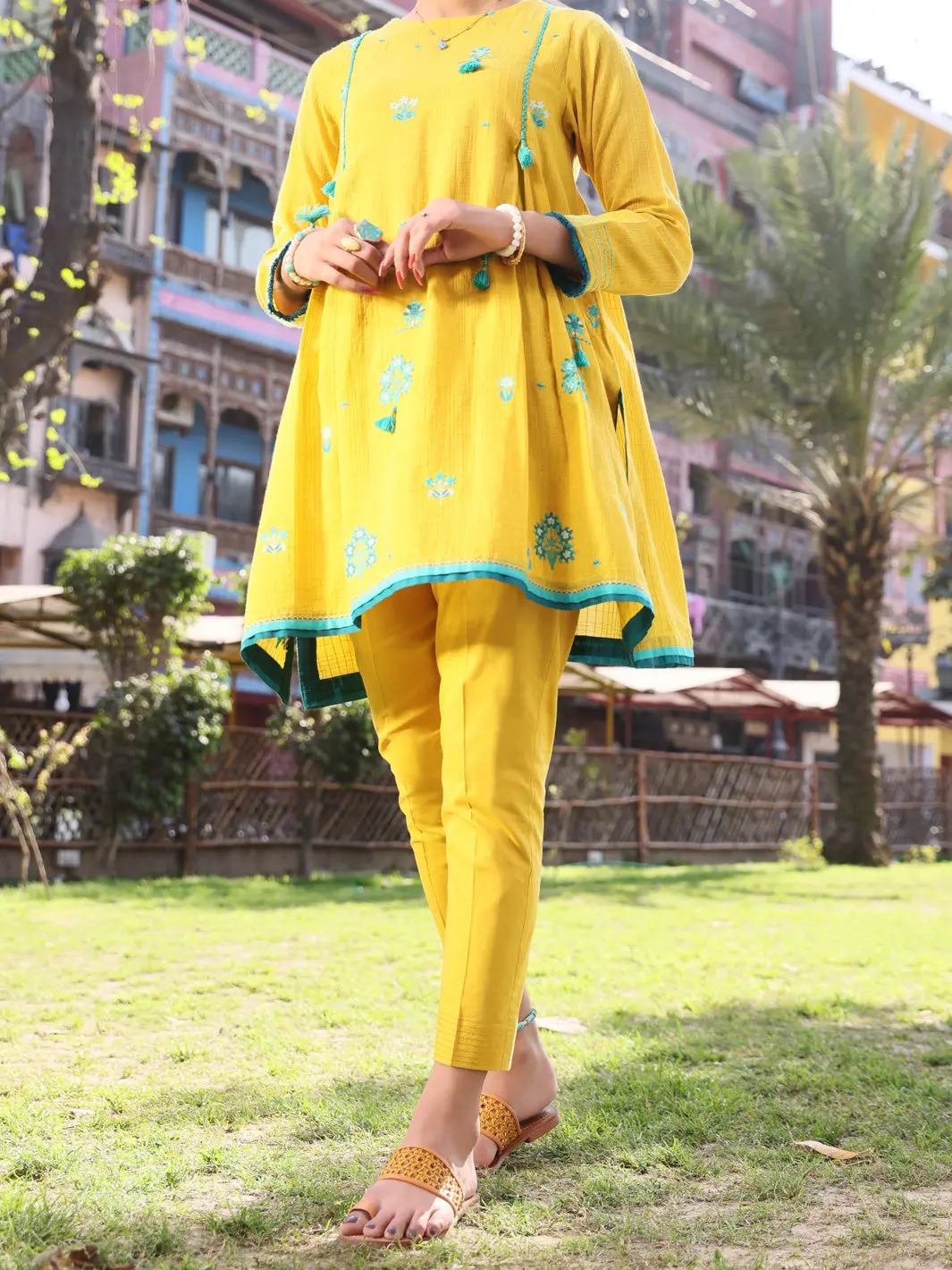 Mustard Dobby Cotton Tunic - Al-Lk-790A 1