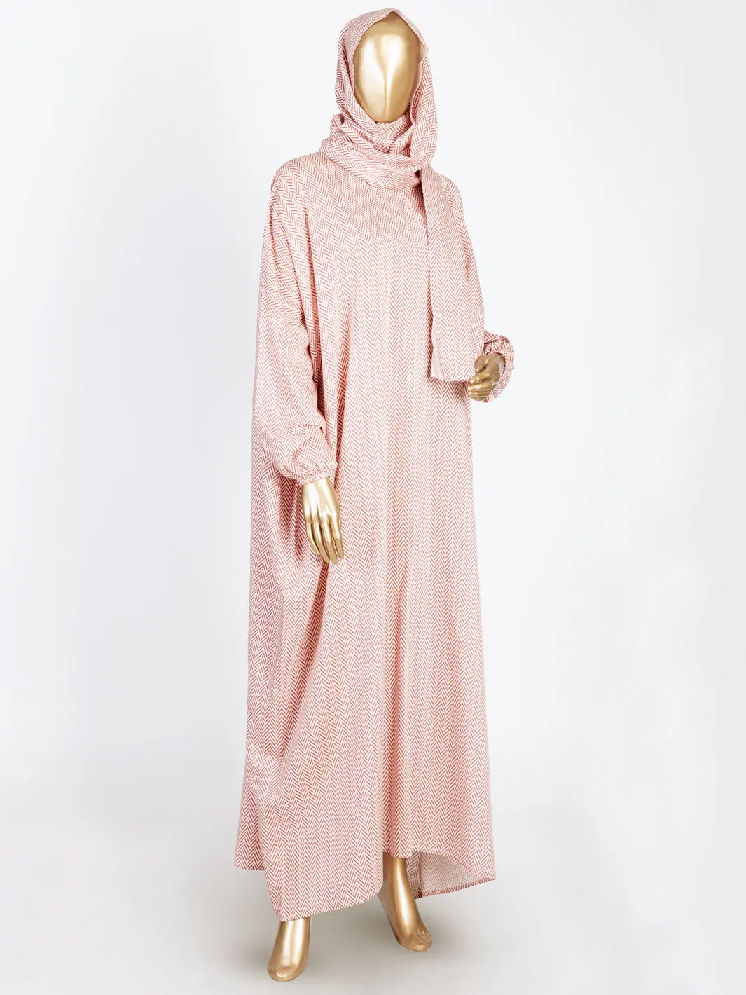Red-White Viscose Salah Robe - Al-Lk-824D 1