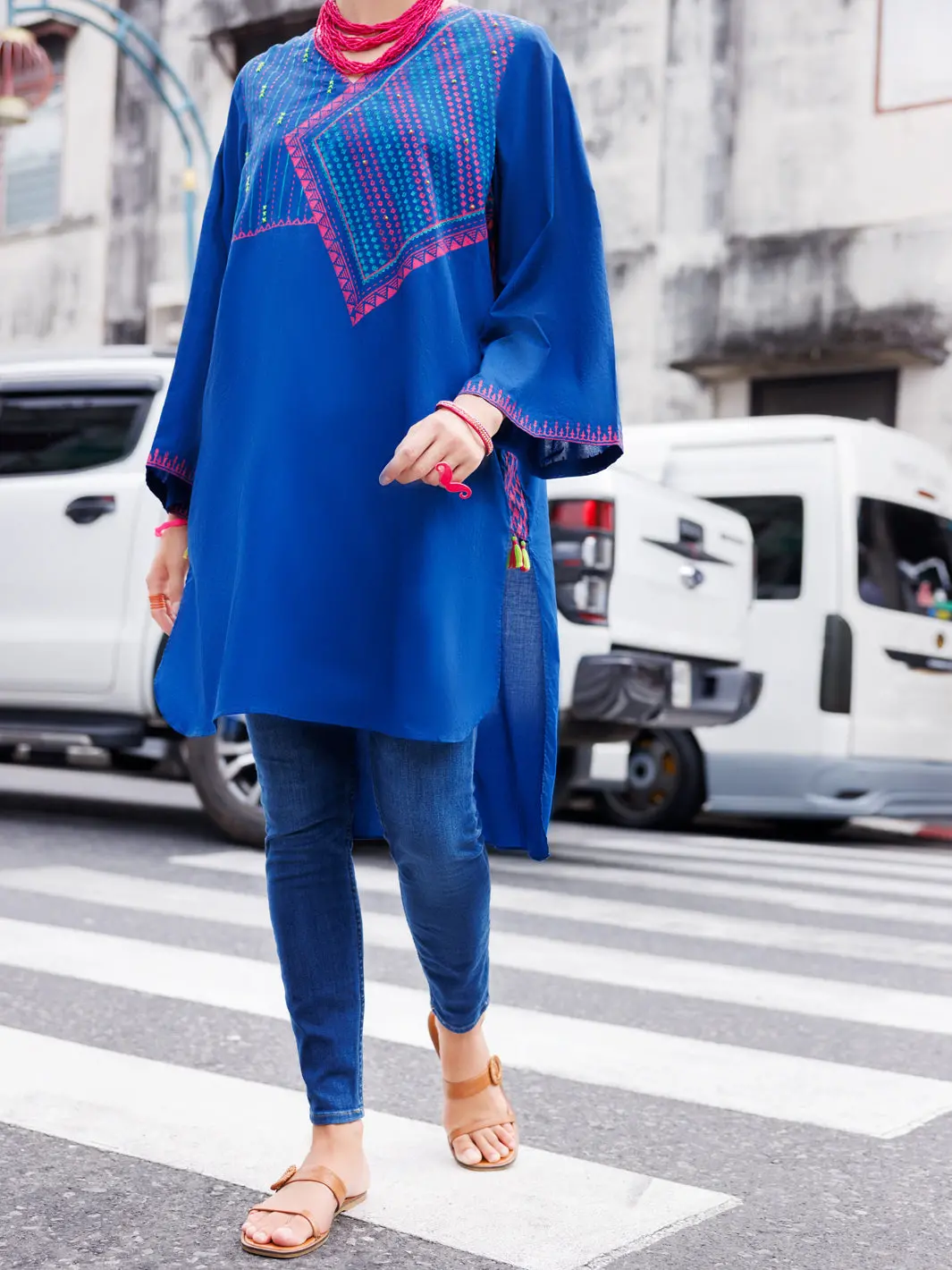 Blue Dyed Lawn Tunic - Al-Lk-954 1