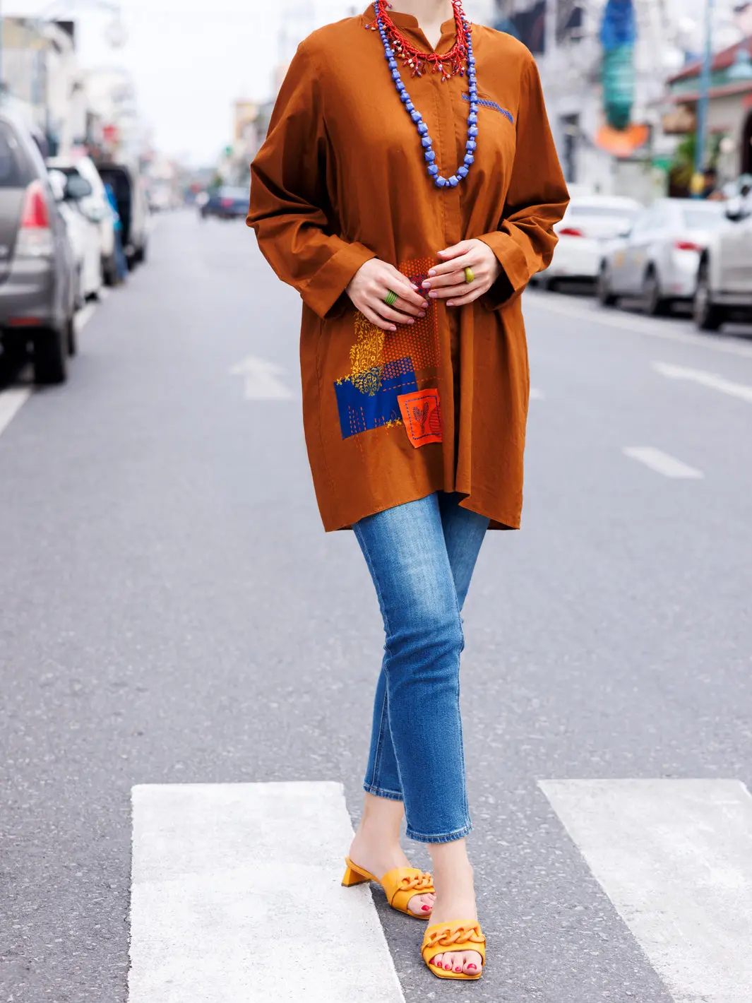 Brown Cotton Lawn Tunic - Al-Lk-956 1