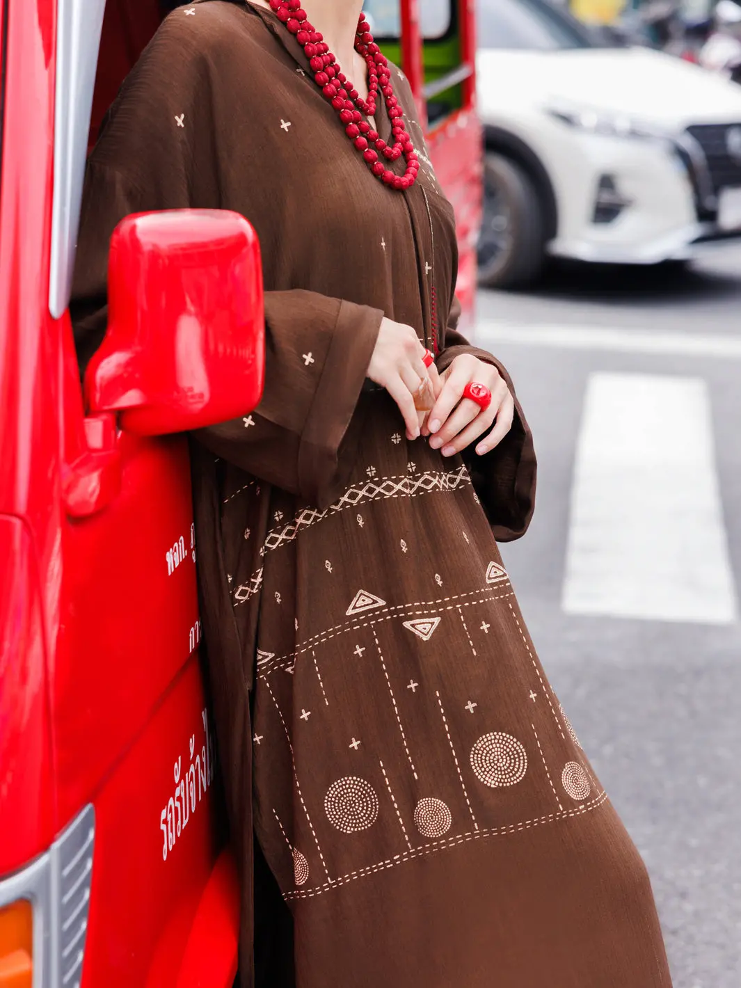 Dark Brown Dobby Cotton Tunic - Al-Lk-957 1