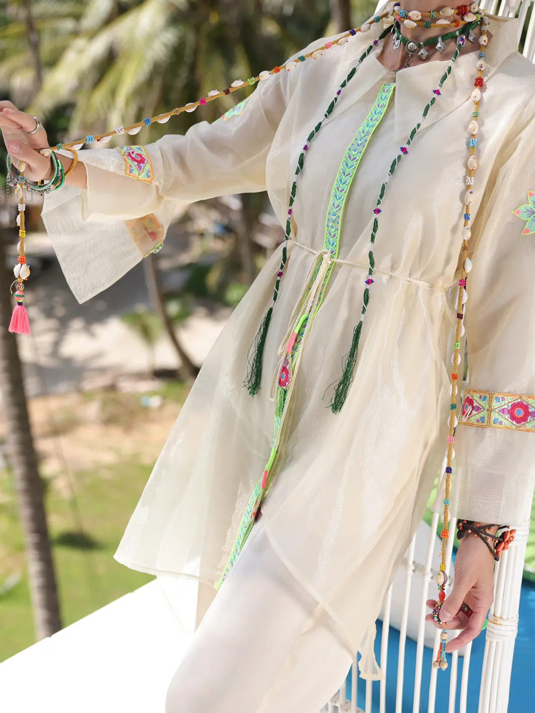 Off White Shimmer Net Tunic - Al-Lk-961 1