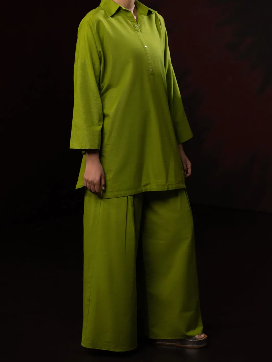 Green Light Slub Khaddar 2Pc Stitched - Al-2Ps-Lks-1086 1