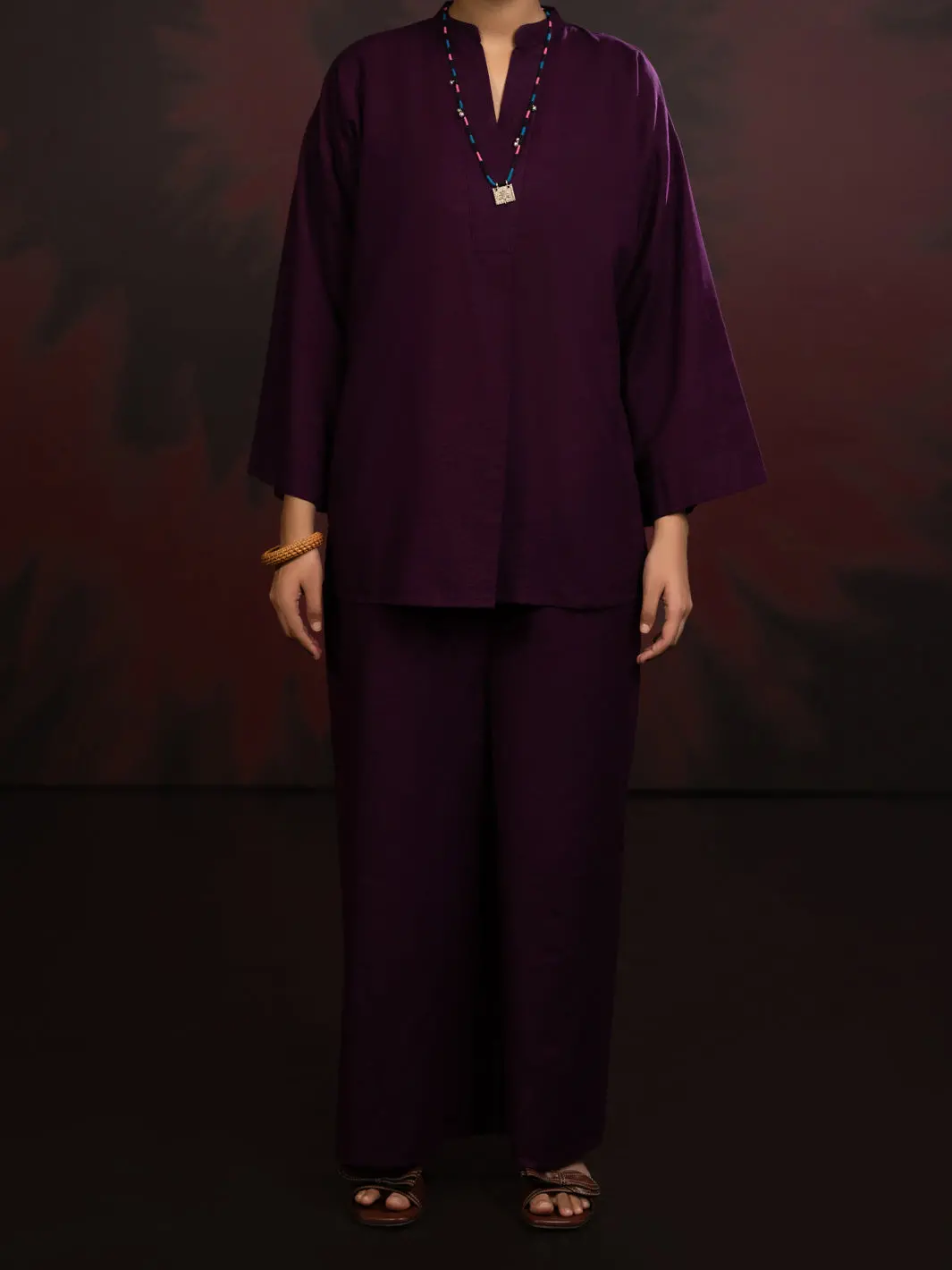 Purple Light Slub Khaddar 2Pc Stitched - Al-2Ps-Lks-1089 1