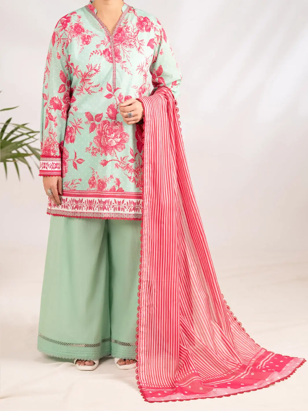 Aqua Blue Lawn 3Pc Unstitched - Alp-3Ps-2394 1