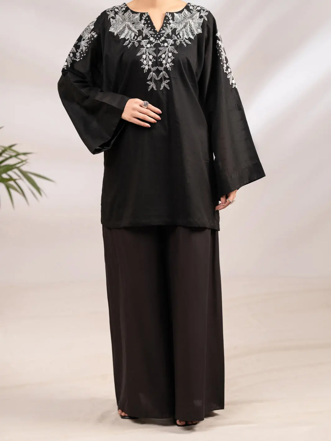 Black Textured Cotton 2Pc Stitched - Al-2Ps-Lks-1101 1