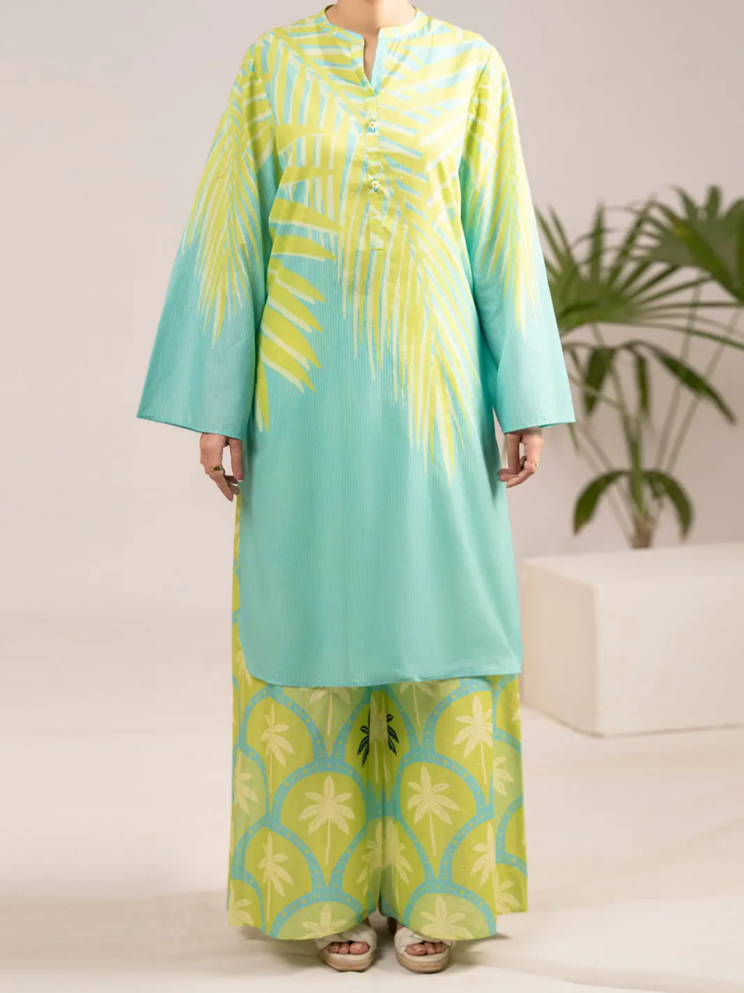 Aqua Blue Lawn 2Pc Stitched - Al-2Ps-Lks-1110 1