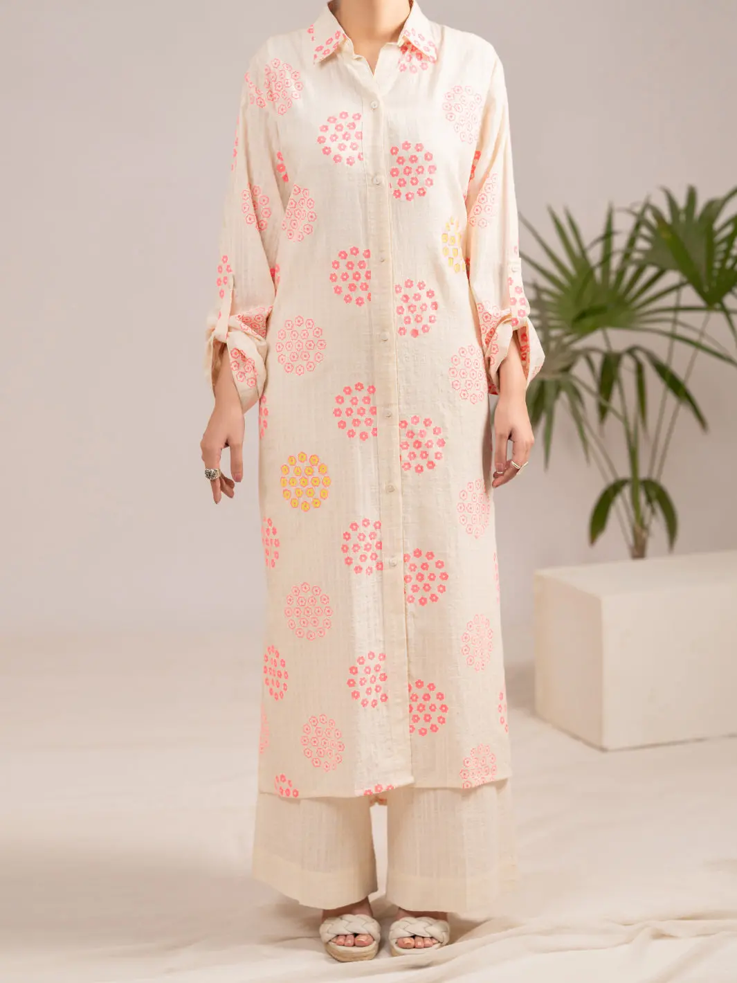 Off White Crosshatch 2Pc Stitched - Al-2Ps-Lks-1146 1