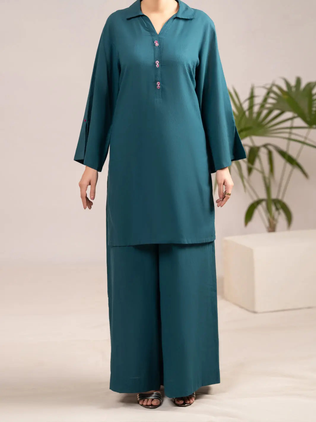 Green Crosshatch 2Pc Stitched - Al-2Ps-Lks-1130 1