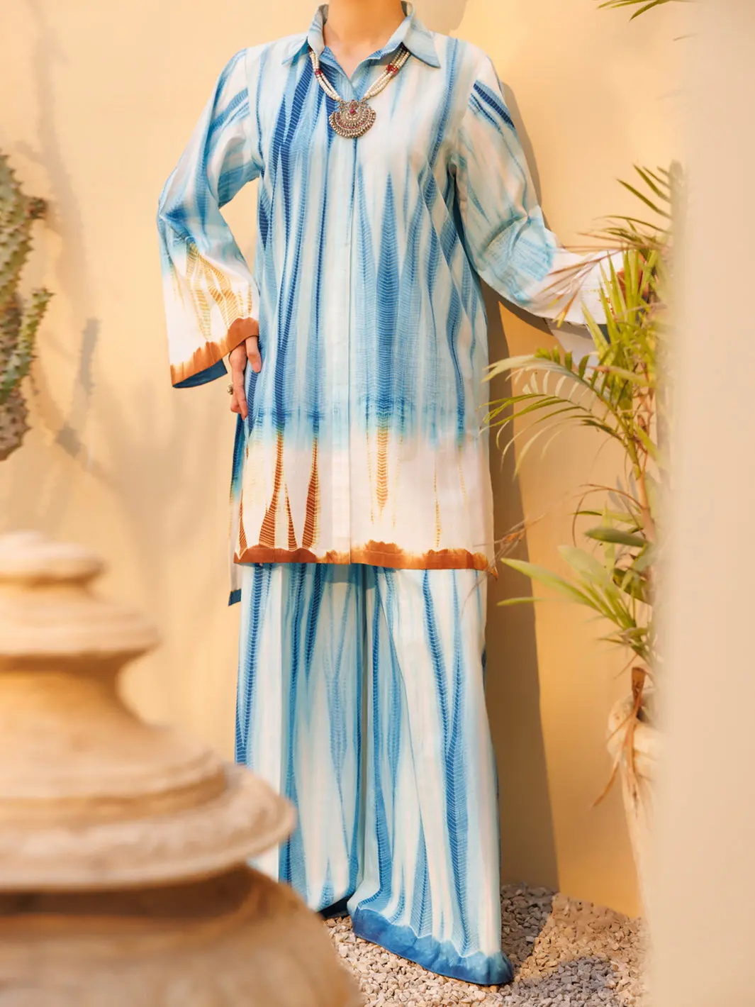 Blue Lawn Stitched 2Pc - Al-2Ps-Lks-1116 1