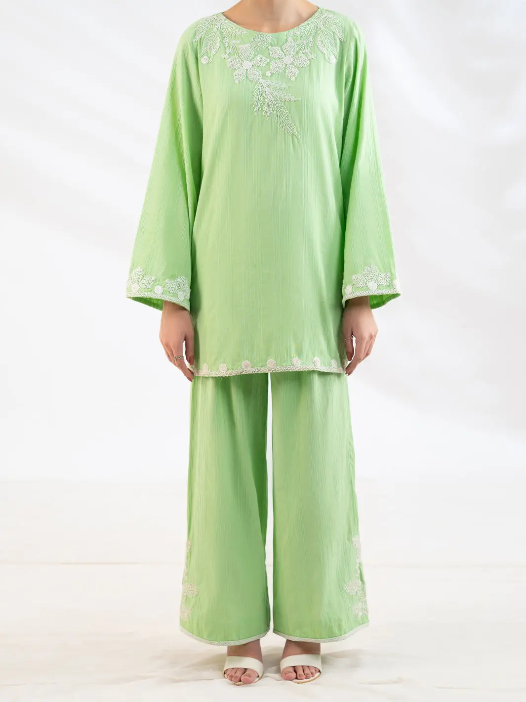 Green Cotton Dobby Stitched 2Pc - Al-2Ps-Lks-1141 1