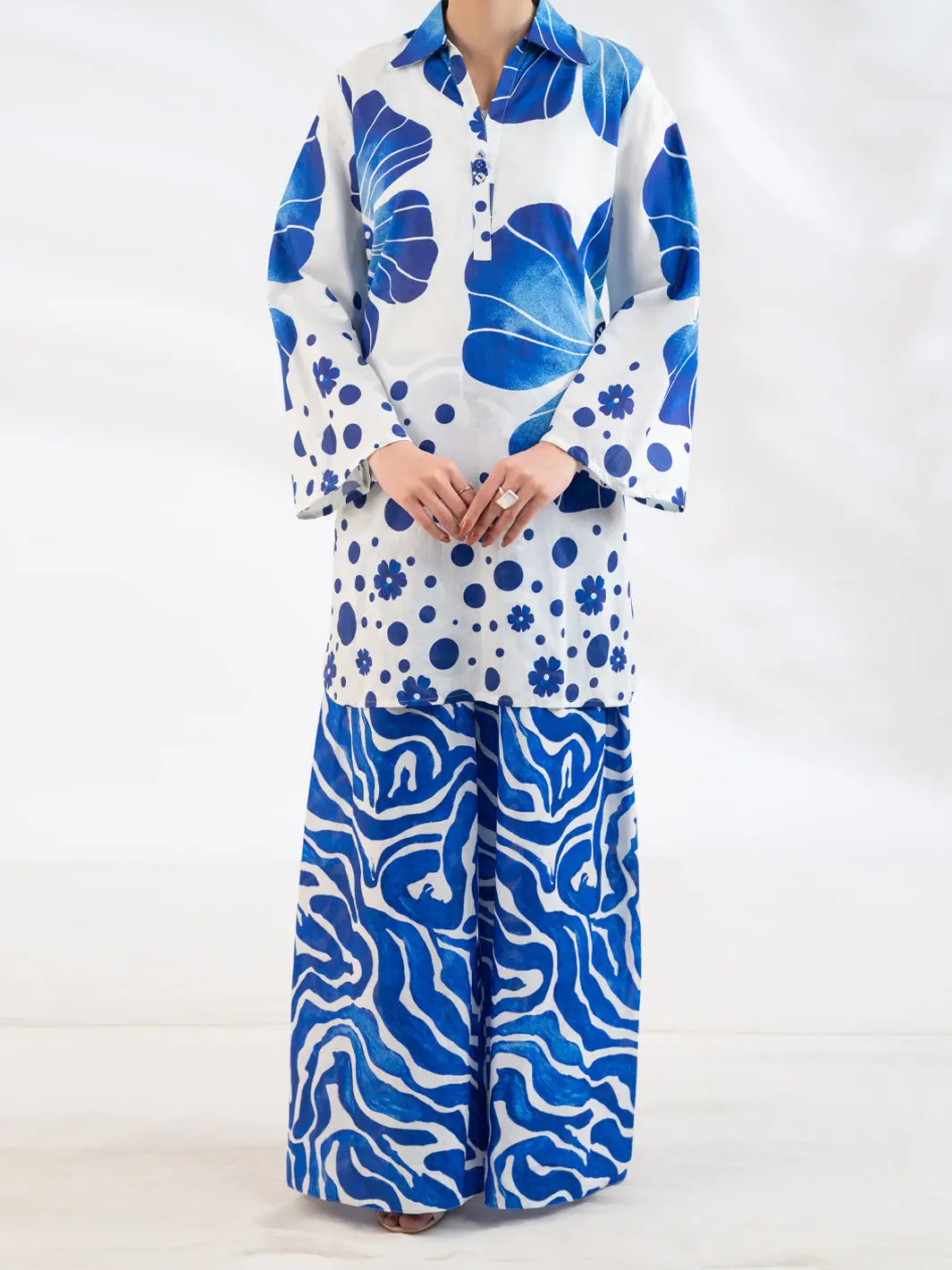 Blue Lawn Stitched 2Pc - Al-2Ps-Lks-1151 1