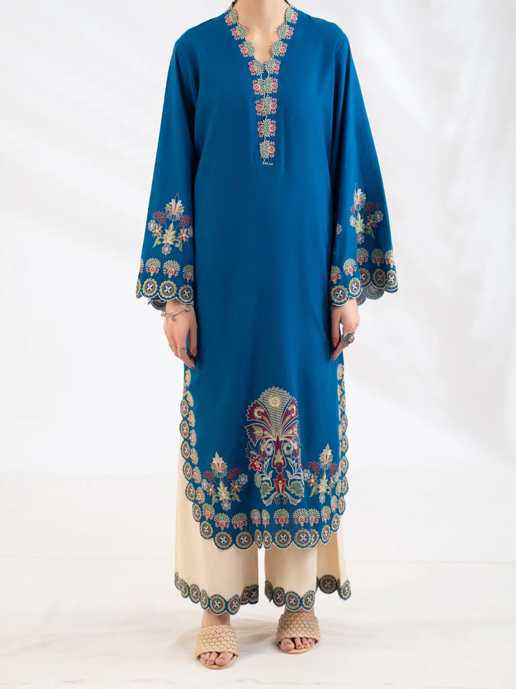 Blue Embroidered Lawn Kurti - Al-Lk-1160 1