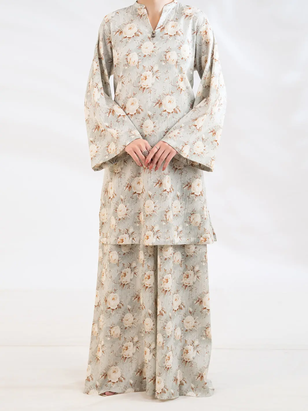 Light Grey Seersucker 2Pc Stitched - Al-2Ps-Lks-1180 1