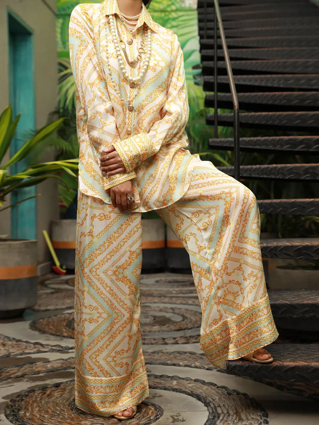 Cream Satin 2Pc Stitched - Al-2Ps-Lks-844 1
