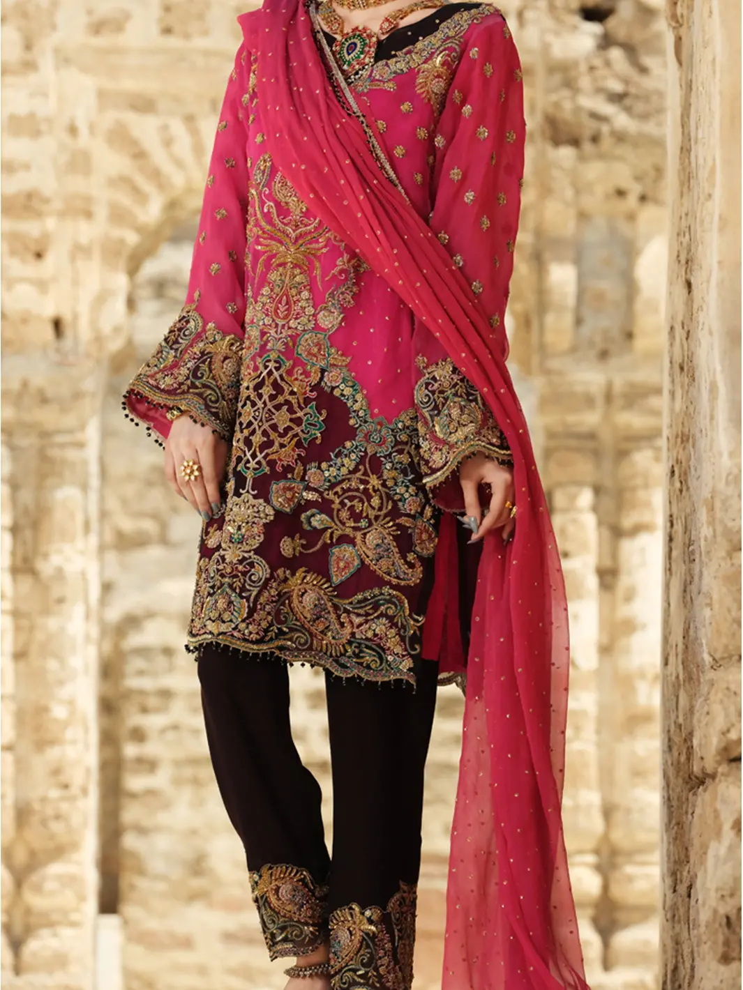 Pink Organza 3 Piece Formal Suit - Ls-267 1
