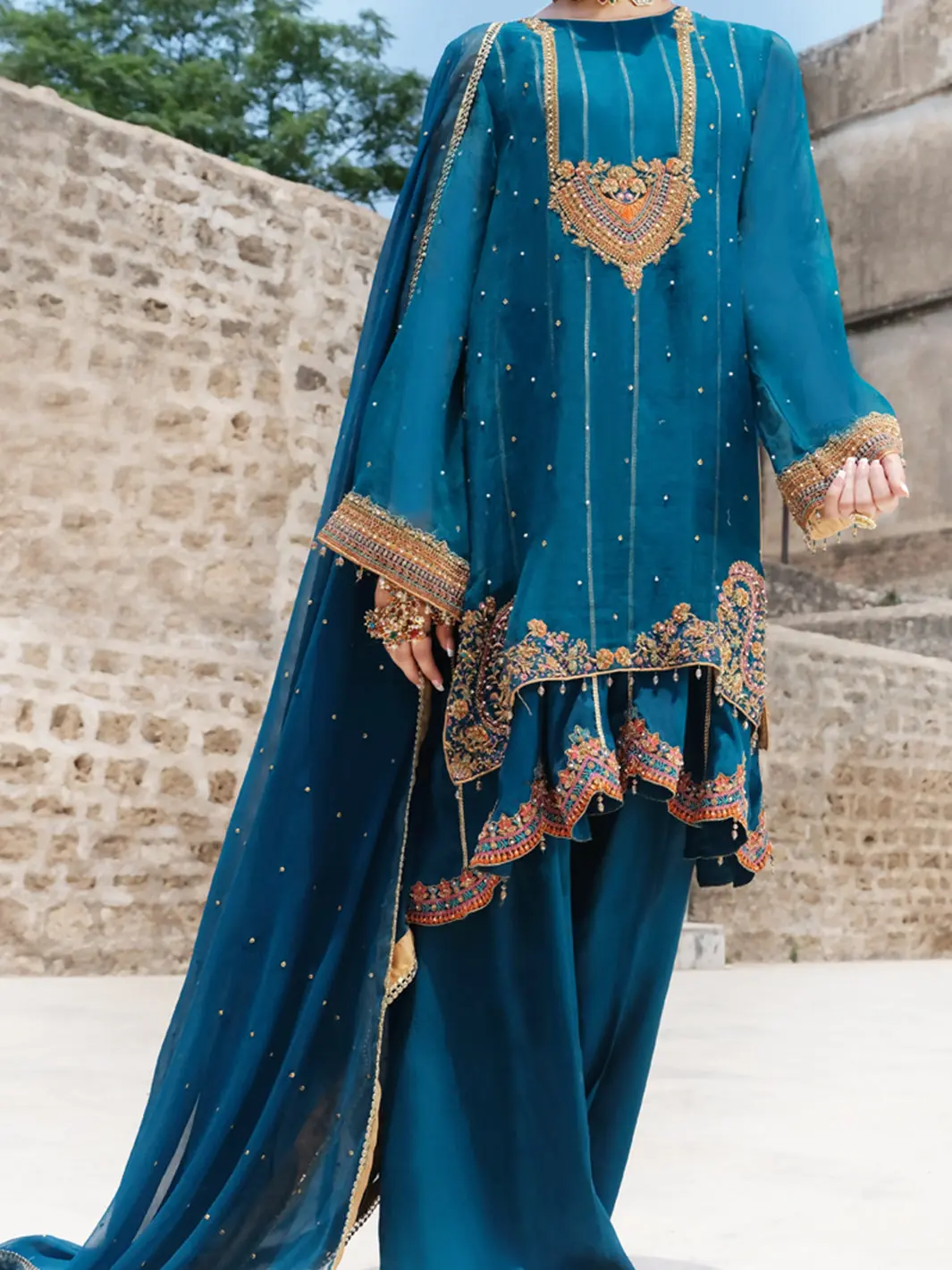 Green Organza 3 Piece Formal Suit - Ls-269 1
