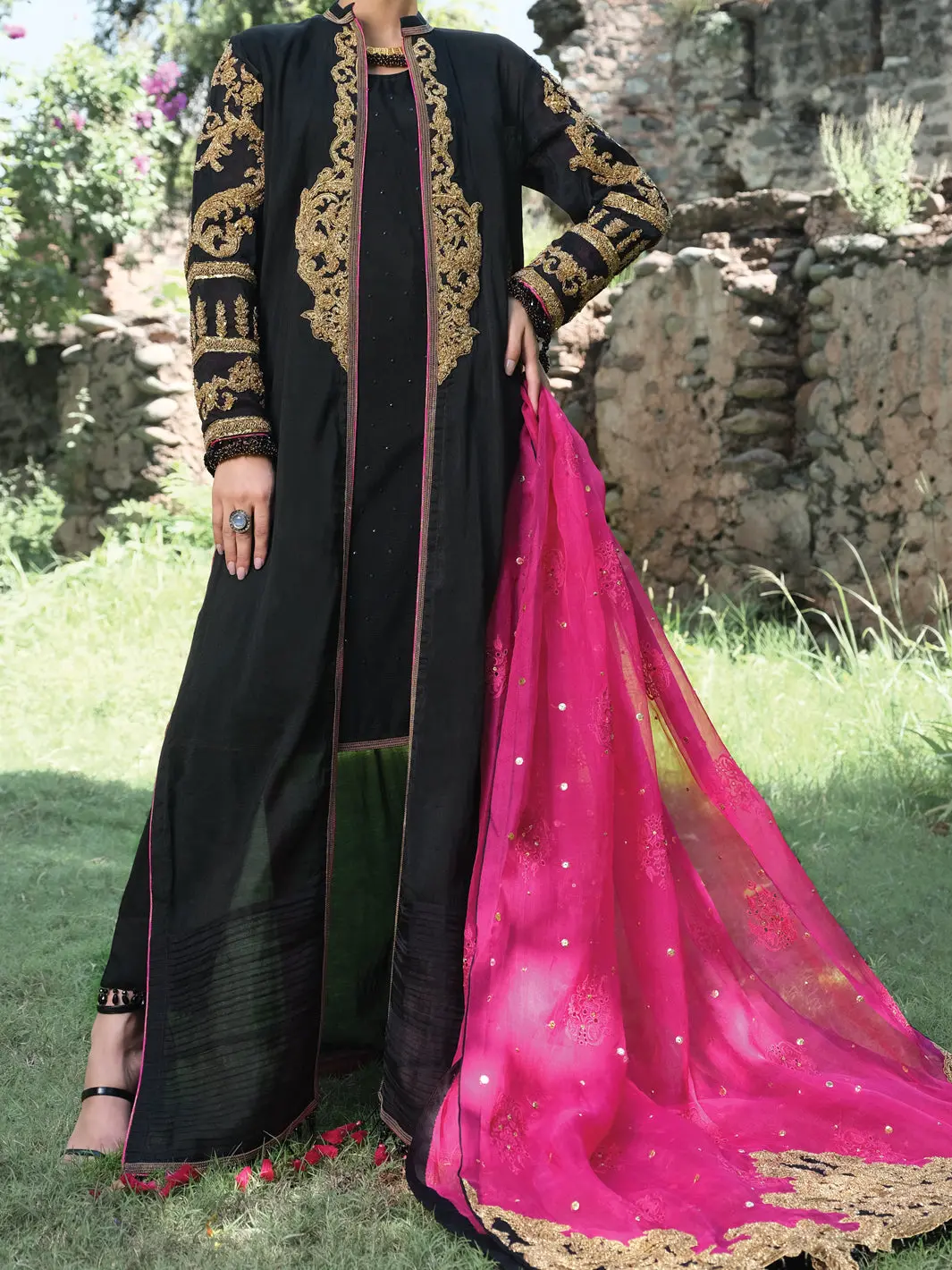 Black Silk 3 Piece Formal Unstitched - Ls-306 1