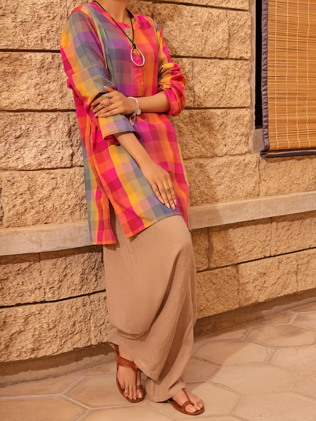 Multicolor Linen Tunic - Alcr-Lk-1020 1