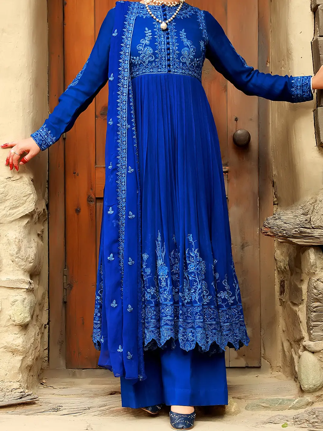 Blue 3Pc  Formal Khaddi Unstitched - Al-3Ps-Ls-Un-368 1
