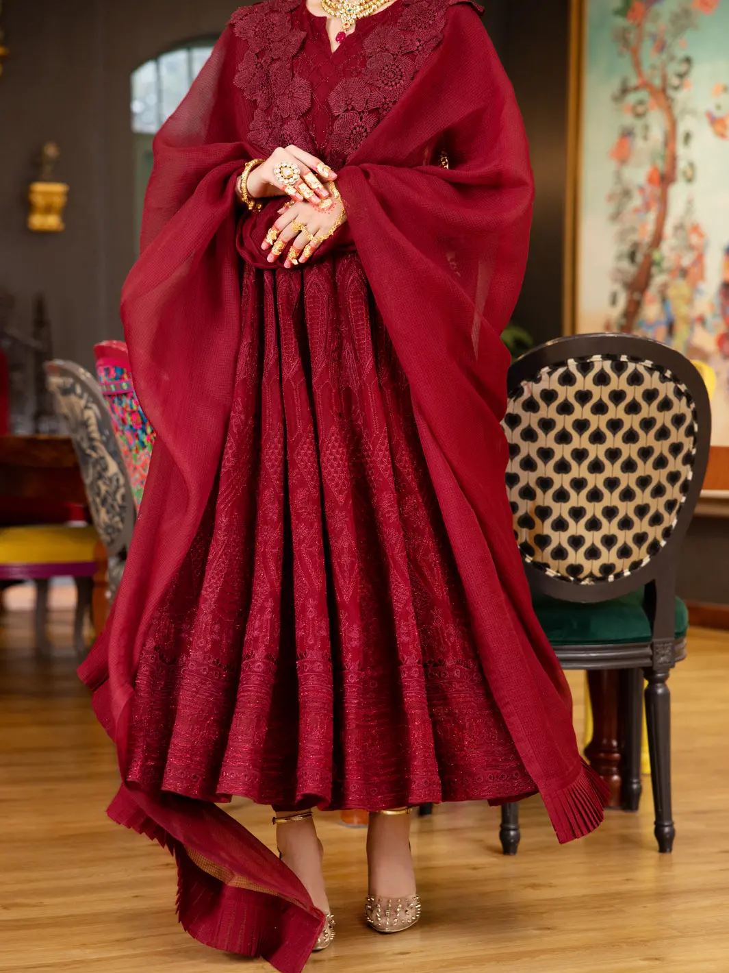 Maroon Poly-Net 3Pc Formal Stitched - Al-3Ps-Ls-372 1