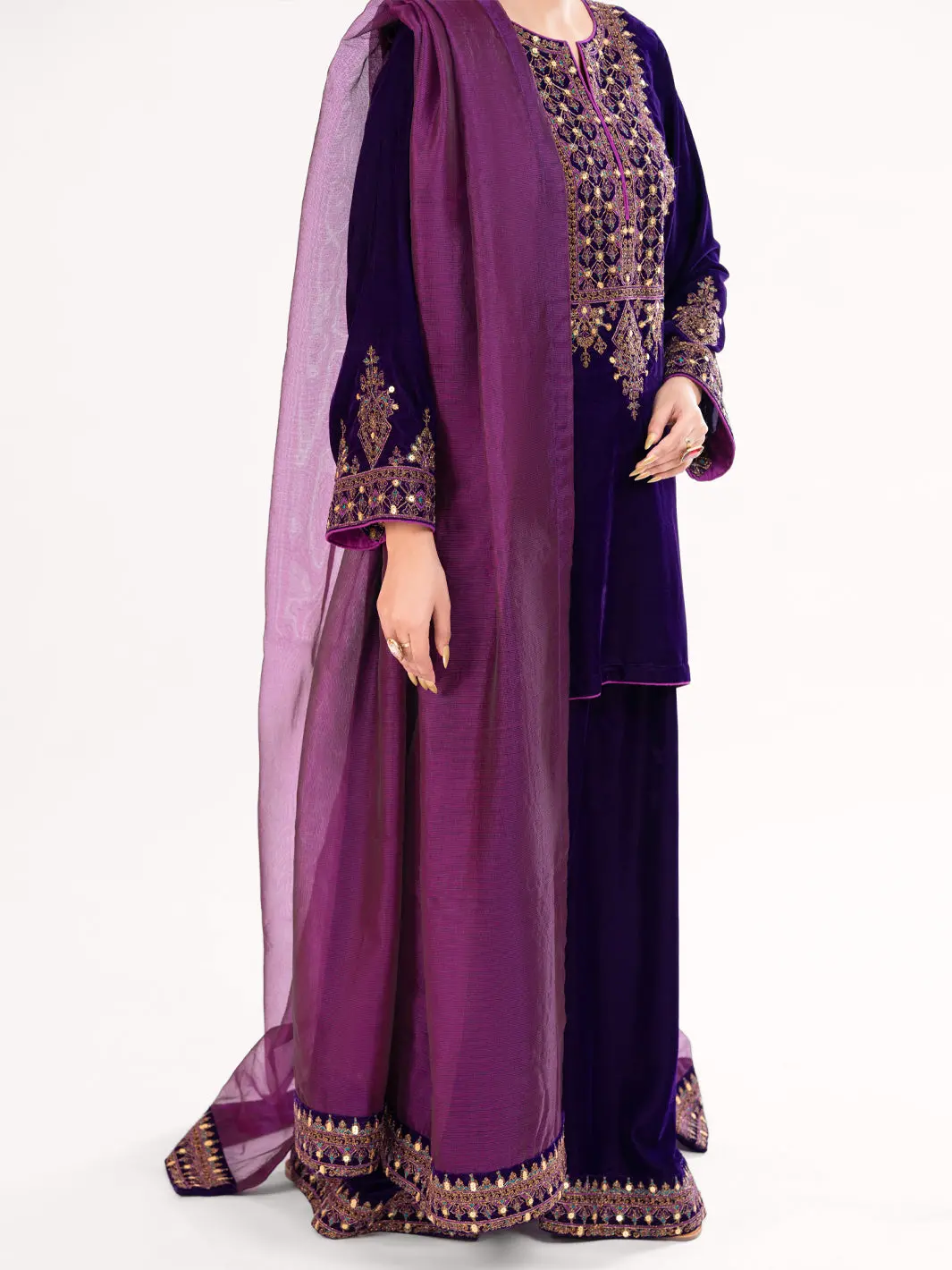 Purple Velvet Formal 3Pc Stitched - Al-3Ps-Ls-561 4
