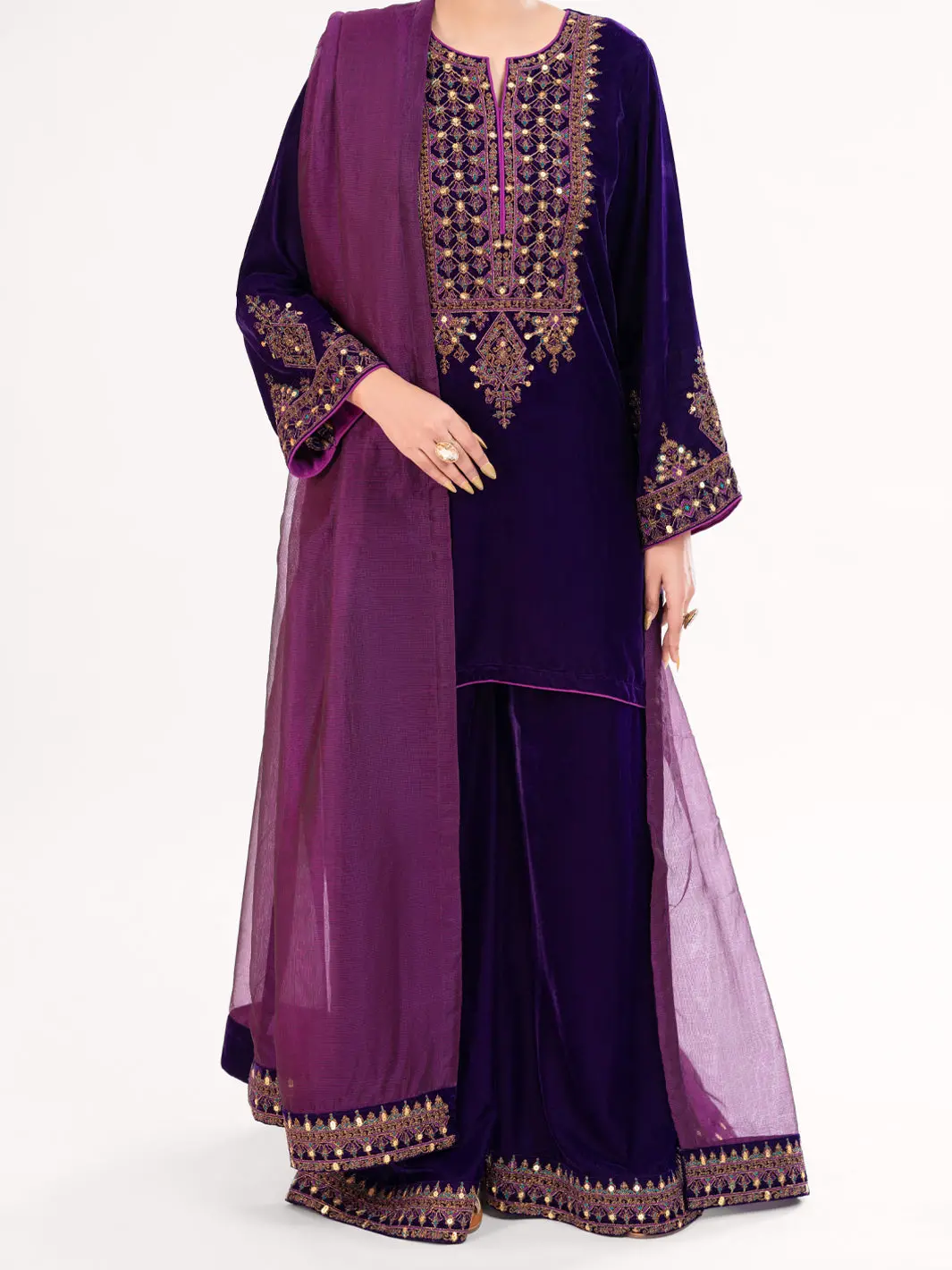 Purple Velvet Formal 3Pc Stitched - Al-3Ps-Ls-561 1