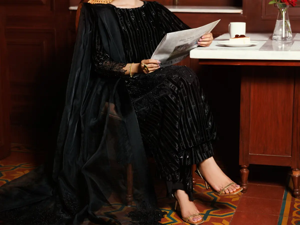 Black Velvet Formal 3Pc Stitched - Al-3Ps-Ls-562 3