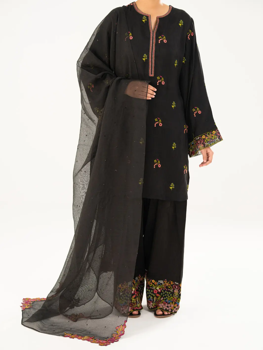 Black Raw Silk Formal 3Pc Stitched - Al-3Ps-Ls-569 1