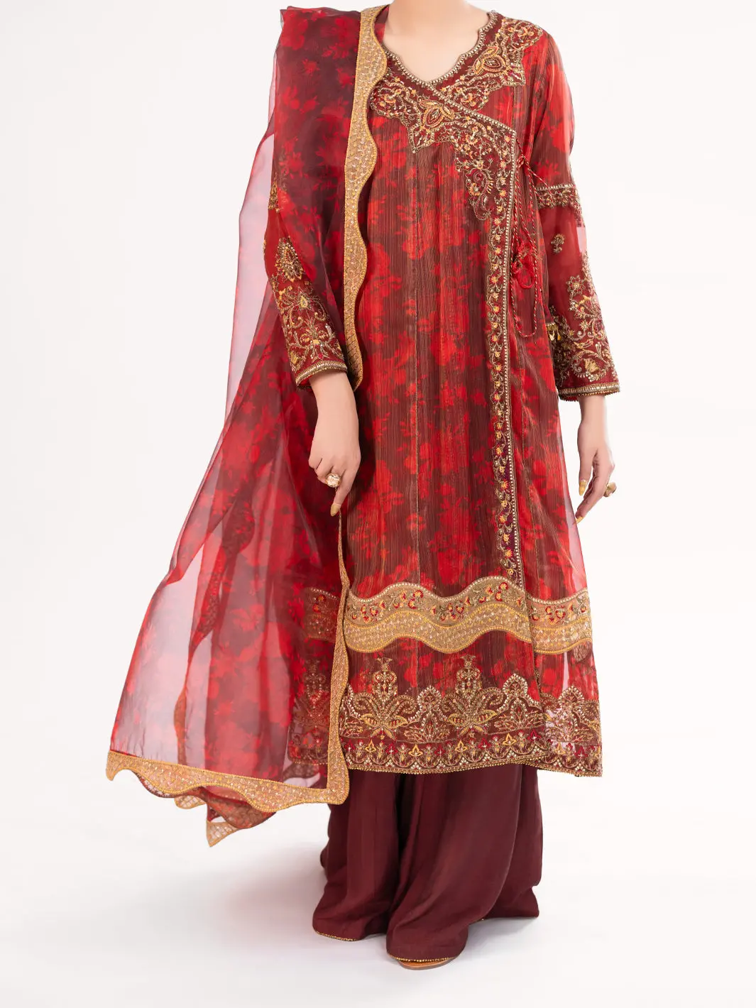 Maroon Mesuri Formal 3Pc Stitched - Al-3Ps-Ls-570 1