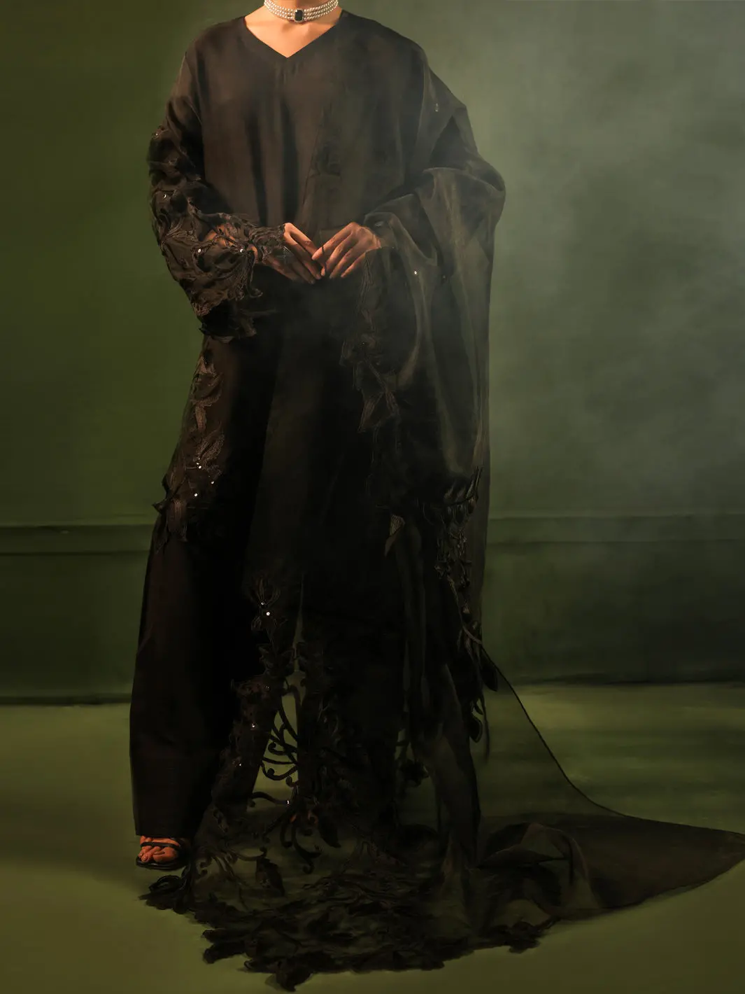 Black Raw Silk Formal 3Pc Stitched - Al-3Ps-Ss-Ls-574 1
