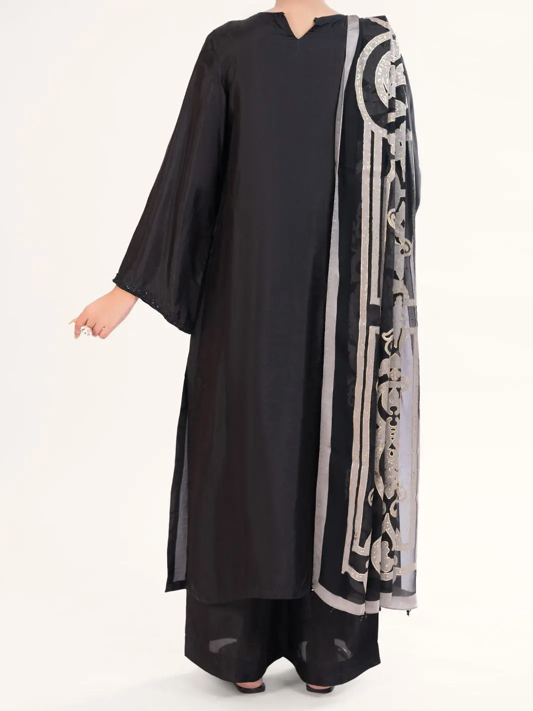 Black Sheesha Silk Formal 3Pc Stitched - Al-3Ps-Ls-578 4